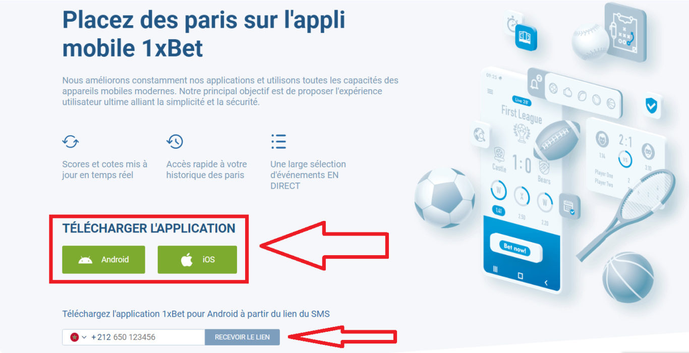 1xBet mobile se connecter au Maroc